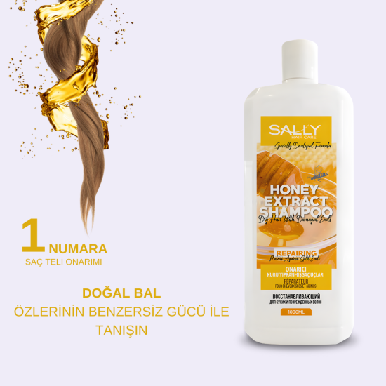 Sally Bal Özlü Onarıcı Şampuan - Hasarlı Kuru Saçlar 1 LT