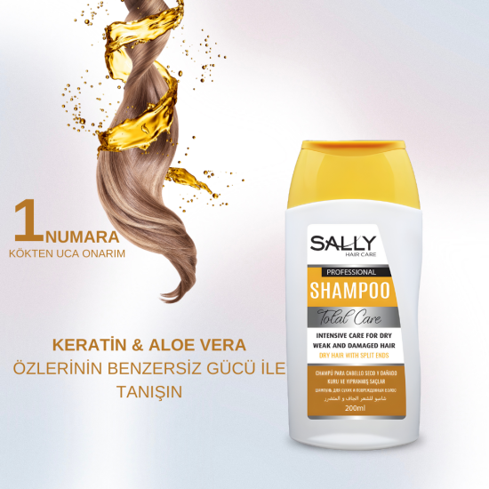 Sally Şampuan Profesyonel Seri Total Care Kuru ve Yıpranmış Saçlar 200 ml