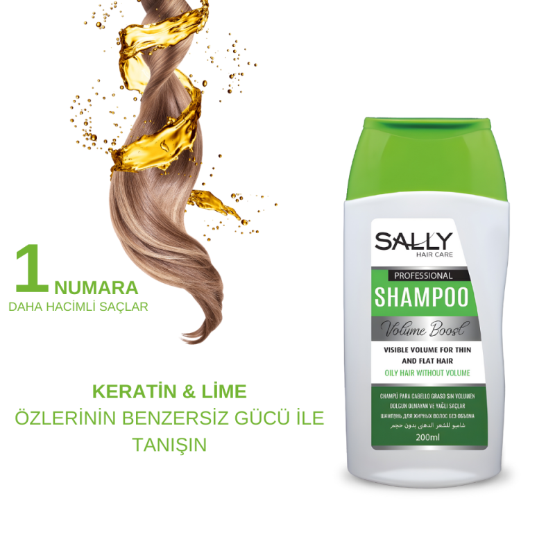 Sally Şampuan Profesyonel Seri Volume Boost Dolgun Olmayan ve Yağlı Saçlar 200 ml