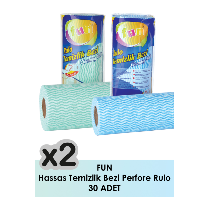 Fun Hassas Temizlik Bezi 30 Yaprak - Mavi ve Yeşil (2'li Paket)